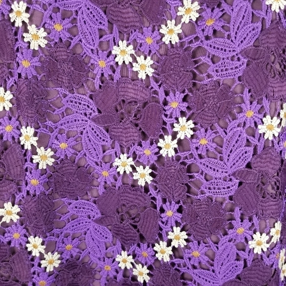 LOGO lounge Small purple crochet lace tunic blouse pockets‎ Artist Smock - Picture 7 of 12
